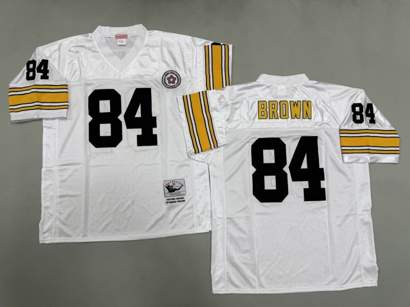 Men 2025 Pittsburgh Steelers #84 Brown white Throwback Limited NFL Jersey style 003